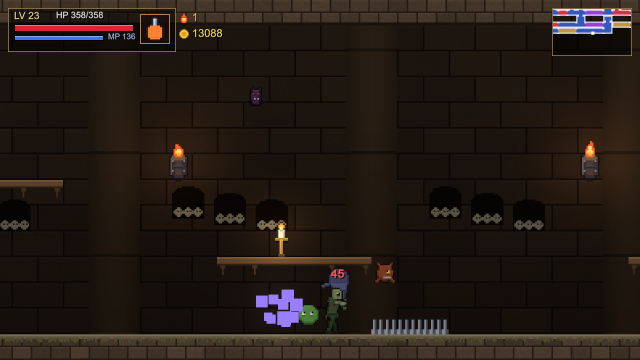The Catacombs: rows of skulls in wall niches and a floor of spikes.